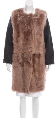 Yves Salomon Fox Fur-Paneled Coat w/ Tags