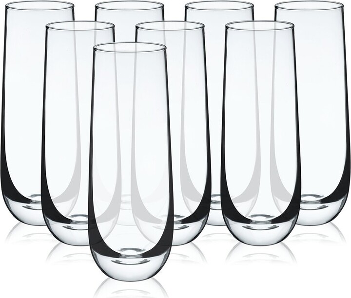 True Set Of 8 Stemless Champagne Flutes