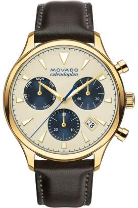 Movado Mens Heritage Series Calendoplan Chronograph Watch 3650007