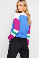 Thumbnail for your product : boohoo Number Colour Block Knitted Jumper