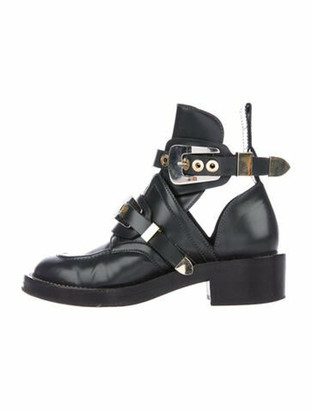 black ceinture leather ankle boots