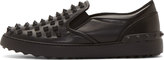 Thumbnail for your product : Valentino Black Leather Matte Rockstud Skate Sneakers