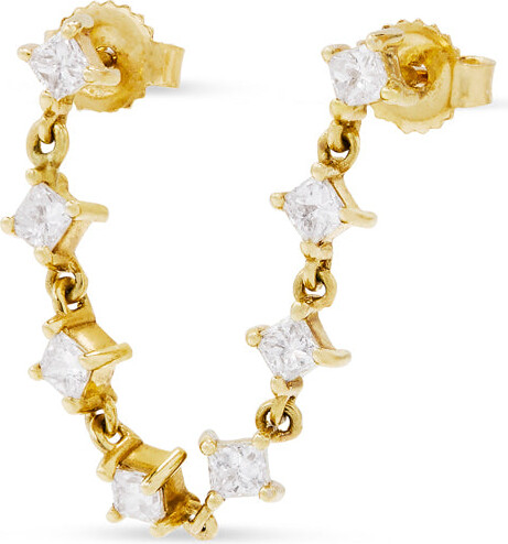 CARBON & HYDE Princess Yellow Gold Chain Double Earring