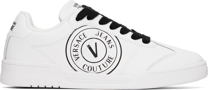 Versace Jeans Couture White & Black Chunky Logo Sneakers Versace