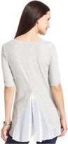 Thumbnail for your product : Style&Co. Petite Mixed-Media Chiffon-Back Top