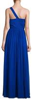 Thumbnail for your product : Aidan Mattox Pleated Silk One-Shoulder Gown