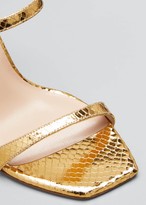 Thumbnail for your product : Stuart Weitzman Aleena Metallic Square-Toe Snake-Print Slide Sandals