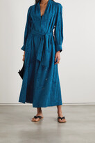 Thumbnail for your product : Eres Oranger Miel Belted Devoré Silk And Cotton-blend Maxi Dress - Blue