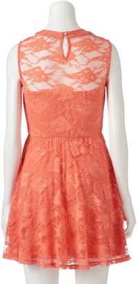 Lily Rose Juniors' Lily Rose Sweetheart Illusion Lace Dress