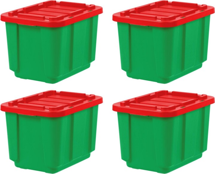 Iris Usa 11.5Gal/46Qt Heavy-Duty Stackable Plastic Holiday Storage Bin Tote Container with Quick Snap Lid - 4 Pack