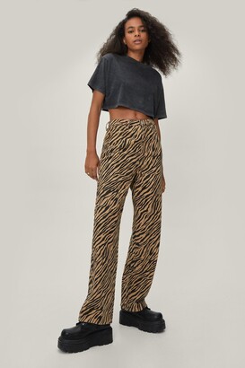 Nasty Gal Womens Petite Zebra Print Straight Leg Jeans - ShopStyle