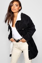 Thumbnail for your product : boohoo Borg Lined Oversized Cord Trucker Jacket