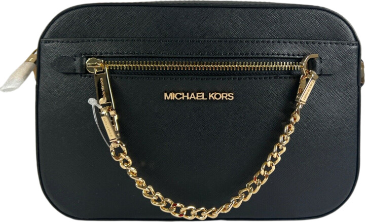 Michael Kors Jet Set East West Zip Chain Crossbody Large Black in Saffiano  Leather with Gold-tone - US