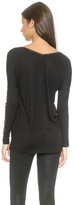 Thumbnail for your product : David Lerner V Neck Top with Leather Trim