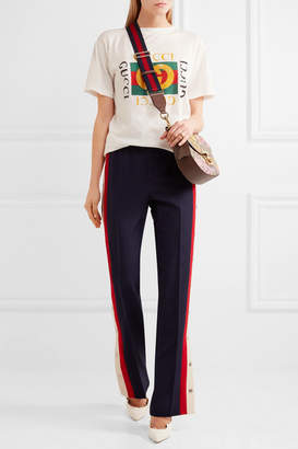 Gucci Striped Wool-blend Crepe Track Pants - Navy