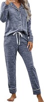 Thumbnail for your product : IQYU Women's Pyjamas - Pyjamas and Pyjamas Long - Cotton Sports Suit Set with Buttons Viscose Leisure Suit Two Piece Women's Jogging Suit Pyjamas Autumn and Winter Leisure Suit