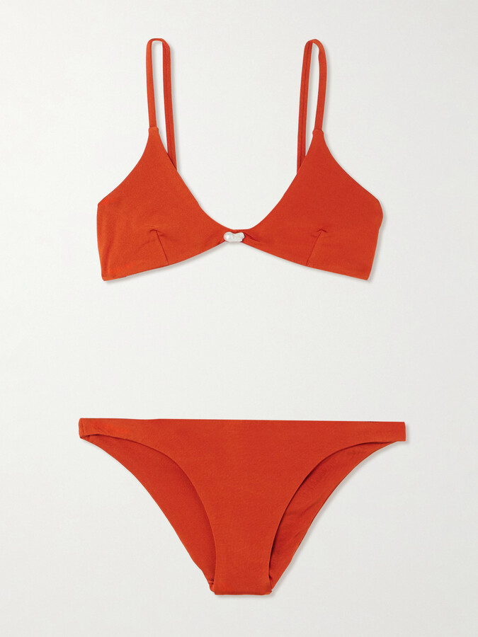 Sara Cristina Luna Pearl-embellished Bikini - Orange