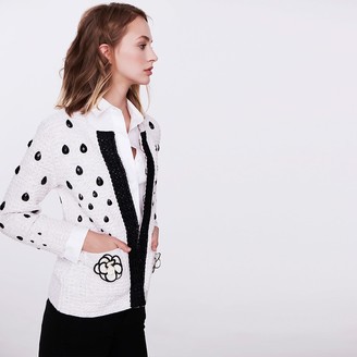 The Extreme Collection White Classic Jacket With Black Embellishment Letizia
