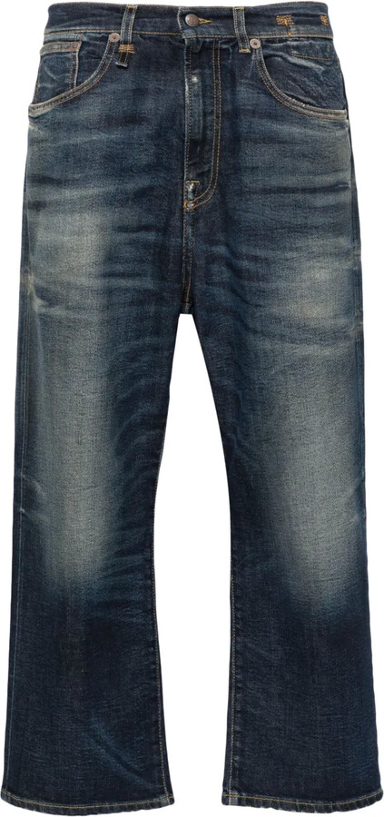 R 13 Whiskered Boyfriend Jeans