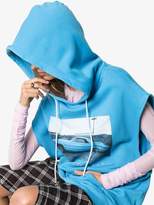 Thumbnail for your product : Adaptation Blue Velvet print sleeveless cotton hoodie