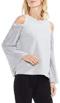 Thumbnail for your product : Vince Camuto Stripe Mix Media Cold Shoulder Top