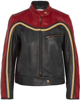 Chloé Paneled Leather Biker Jacket - Red