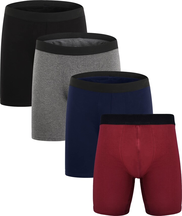 ZLYC Men Long Leg Cotton Boxer Shorts Underwear - ShopStyle