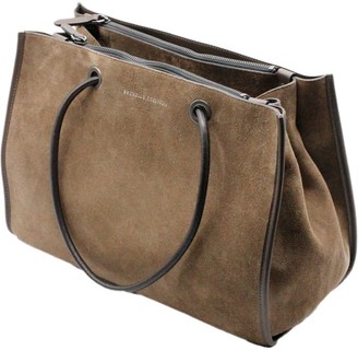 Brunello Cucinelli Suede Handbag With Double Compartments With Zip Closure