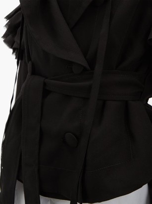 Ann Demeulemeester Ruffle-trim Wrap-front Wool Jacket - Black
