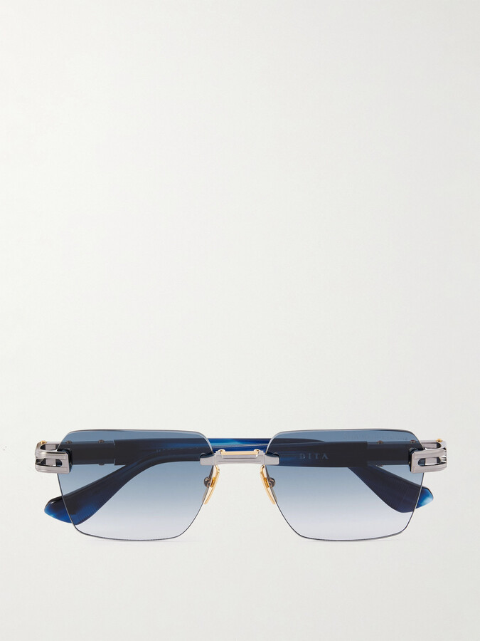 Dita Meta-Evo One Square-Frame Silver-Tone and Acetate Sunglasses