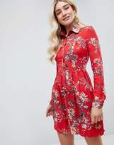 Thumbnail for your product : Club L London Sleeve Printed Collar Detailed Shirt Dress