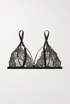 Thumbnail for your product : Coco de Mer Seraphine Leavers Lace, Tulle And Satin Soft-cup Triangle Bra - Black