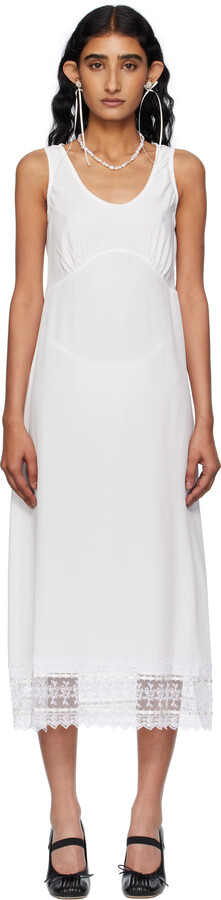 Simone Rocha Off-White Trim Slip Midi Dress