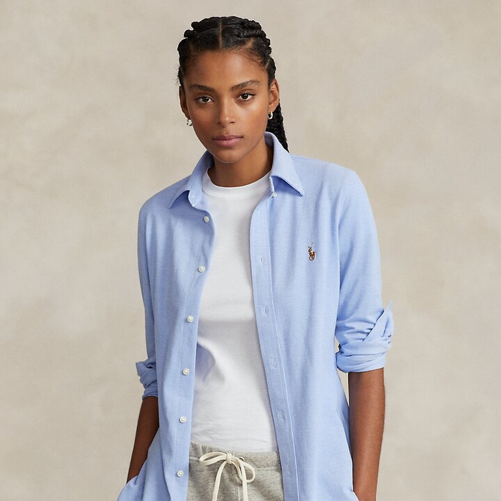 Ralph Lauren Slim Fit Knit Cotton Oxford Shirt - ShopStyle Tops