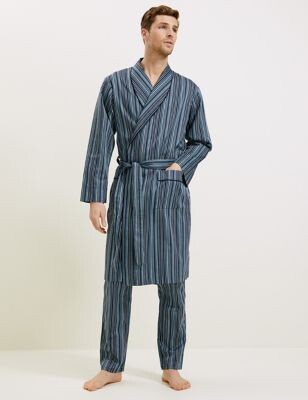 Marks and Spencer Pure Cotton Striped Dressing Gown - ShopStyle Robes
