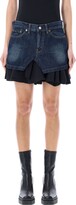Pleated Bottom Mini Denim Skirt 