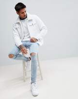 Thumbnail for your product : Boohooman Denim Jacket With Borg Lining In White Wash