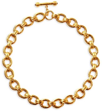 Elizabeth Locke Gold Borghese Hammered 19K Yellow Gold Large Oval-Link Chain Toggle Necklace