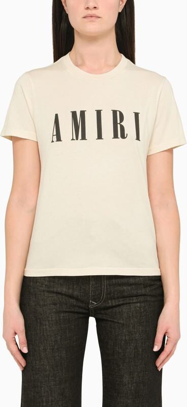 Amiri Alabaster crew-neck T-shirt with logo - ShopStyle