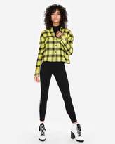 Thumbnail for your product : Express Plaid One-Pocket Boxy Flannel Shirt