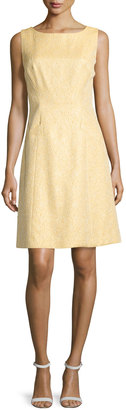 Theia Sleeveless Bateau-Neck Shimmery Dress, Gold