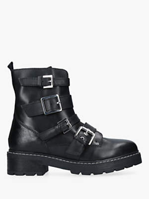 Carvela Sprint Buckle Strap Ankle Boots, Black Leather