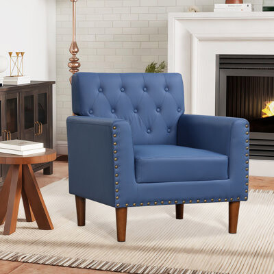 George Oliver Mid Century Modern Accent Chair W/Button Tufted Decoration Rivets Home Office
