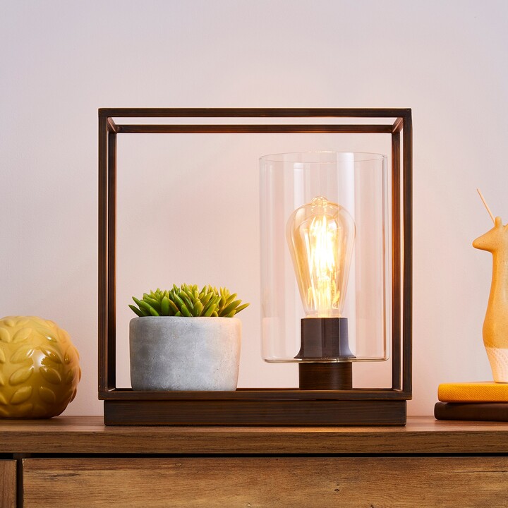 Dunelm London Shelf Table Lamp Bronze Industrial Brown ShopStyle