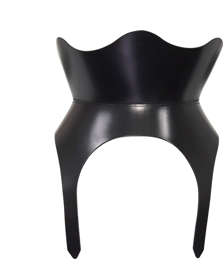 Haute Cuir Black Medusa Leather Corset Belt