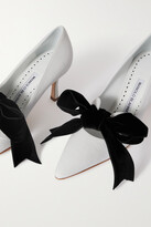 Thumbnail for your product : Manolo Blahnik Serba 70 Bow-detailed Suede Pumps - White