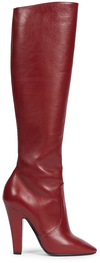 red leather long boots