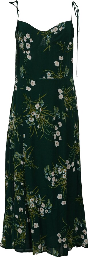 Reformation Frankie Floral-Print Maxi Dress in Green Silk