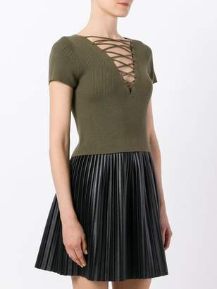 Alexander Wang T By lace-up ribbed top