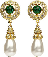Thumbnail for your product : Ben-Amun Green-Stone Pearly Dangle Clip Earrings